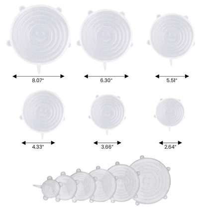 6-Pack: Reusable Silicone Stretch Container Lids Covers for Food Storage - Fit Most Containers DailySale