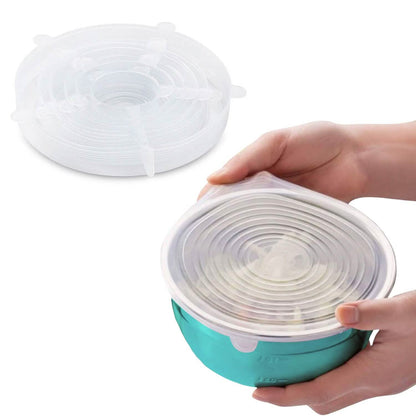 6-Pack: Reusable Silicone Stretch Container Lids Covers for Food Storage - Fit Most Containers DailySale