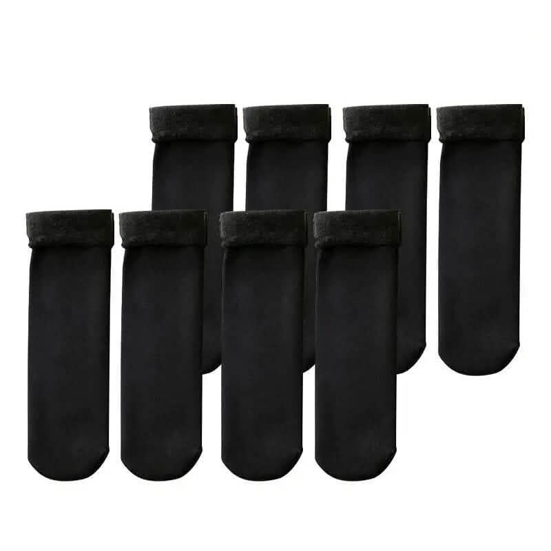 4-Pairs: Ultra-Soft Plush Lined Thermal Socks - Comfy Mid Tube Socks - Black DailySale