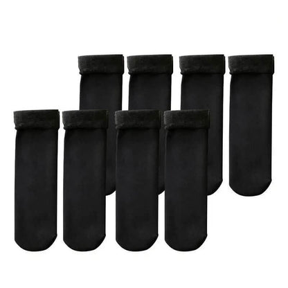 4-Pairs: Ultra-Soft Plush Lined Thermal Socks - Comfy Mid Tube Socks - Black DailySale
