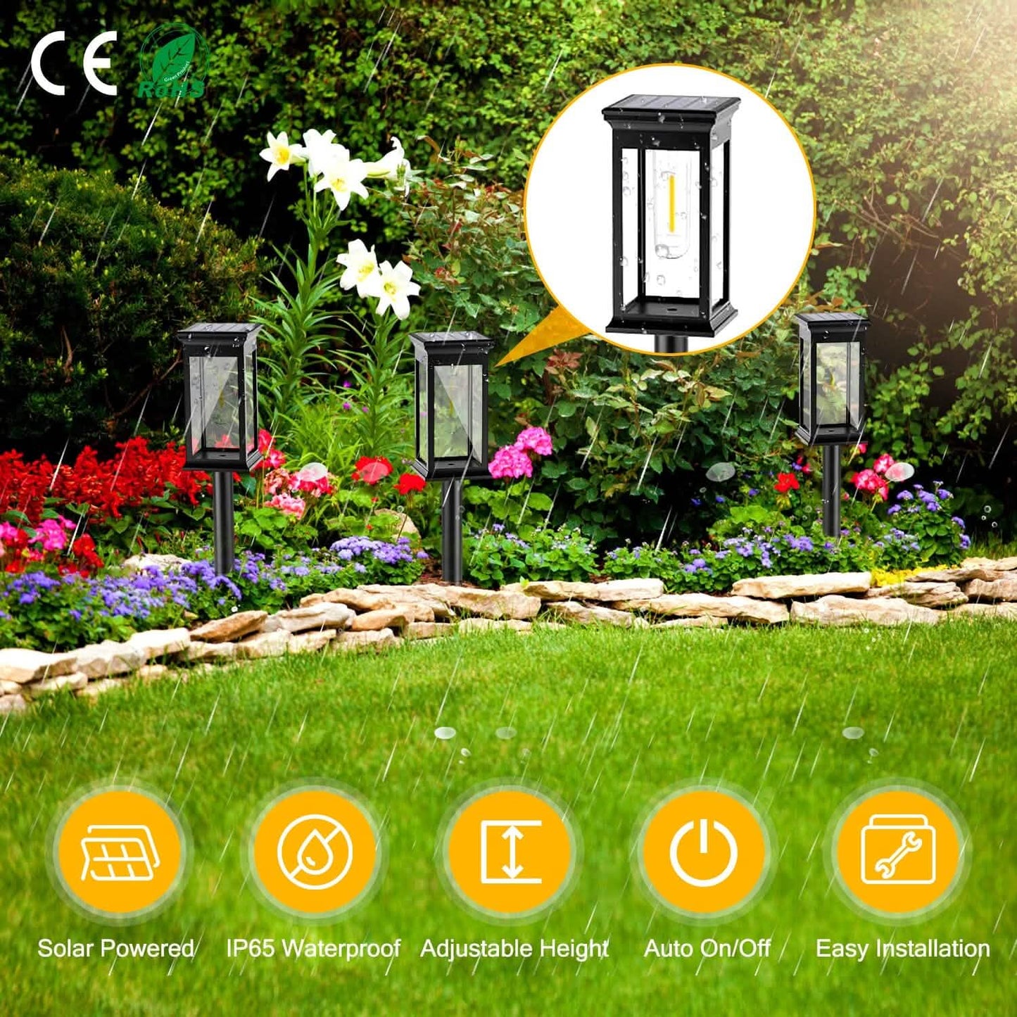 6-Pack: Solar Powered Stake Light IP65 Waterproof Auto On Off DailySale