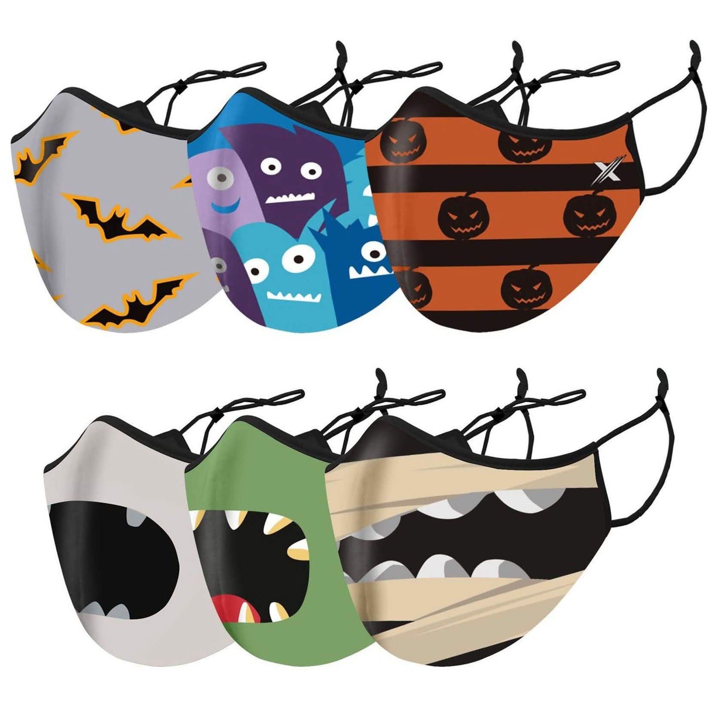 6-Pack: Two-Layer Reusable Halloween Kids Face Mask With Adjustable Earloop DailySale