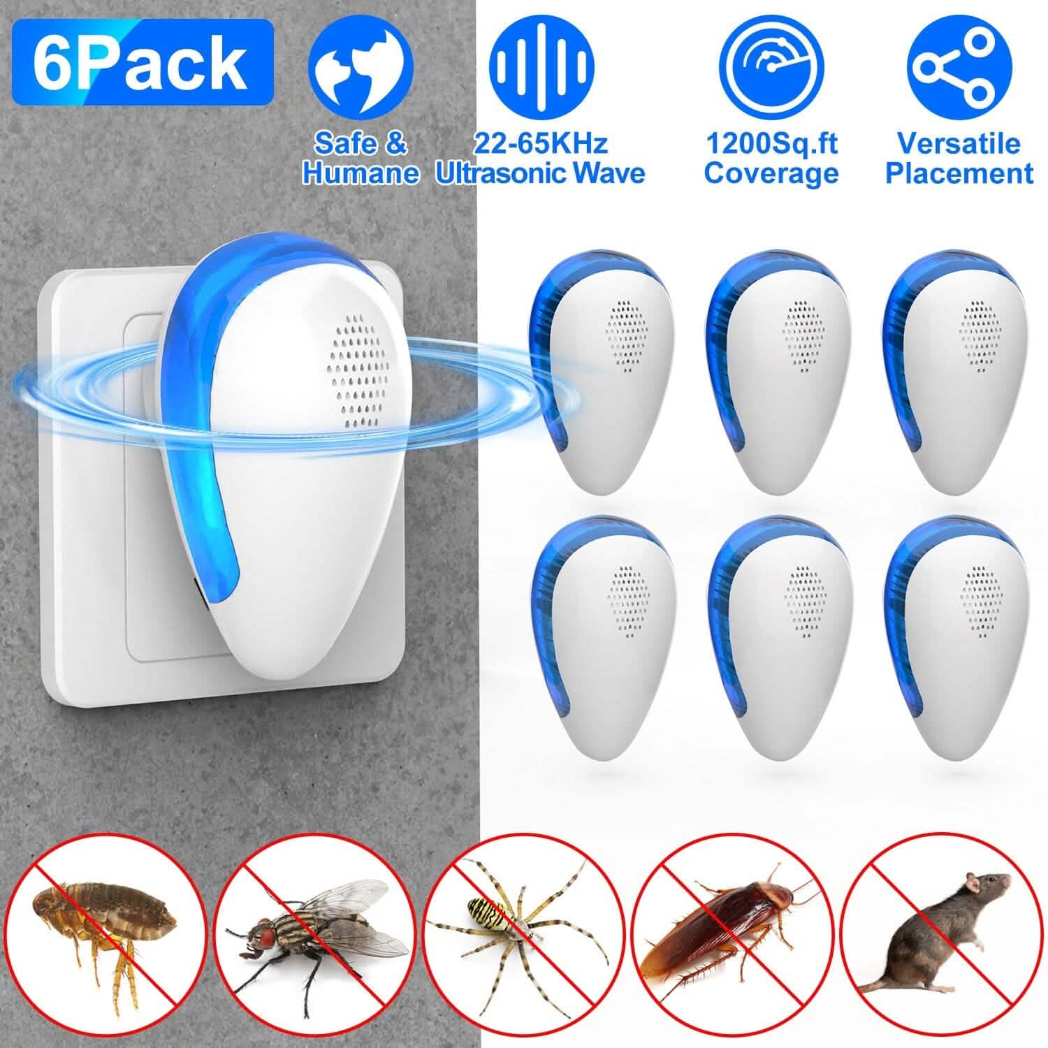 6-Pack: Ultrasonic Pest Repeller Indoor Plug in Bug Repellent DailySale