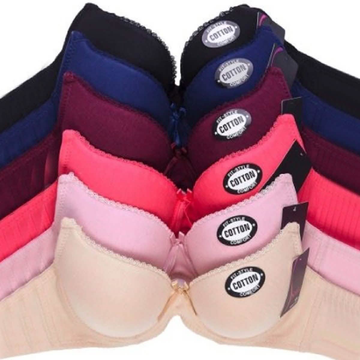 6-Pack: Unibasic Women Full Cup Comfort Breathable Cotton Bra - Assorted Sizes DailySale