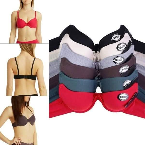 6-Pack: Unibasic Women Full Cup Comfort Breathable Cotton Bra - Assorted Sizes DailySale