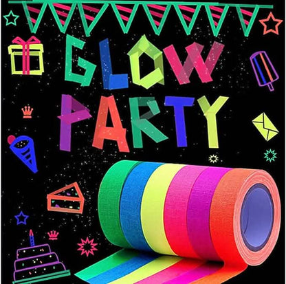 6-Pack: UV Gaffer Fluorescent Party Tape Blacklight Reactive Glow In The Dark Tape DailySale