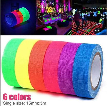 6-Pack: UV Gaffer Fluorescent Party Tape Blacklight Reactive Glow In The Dark Tape DailySale