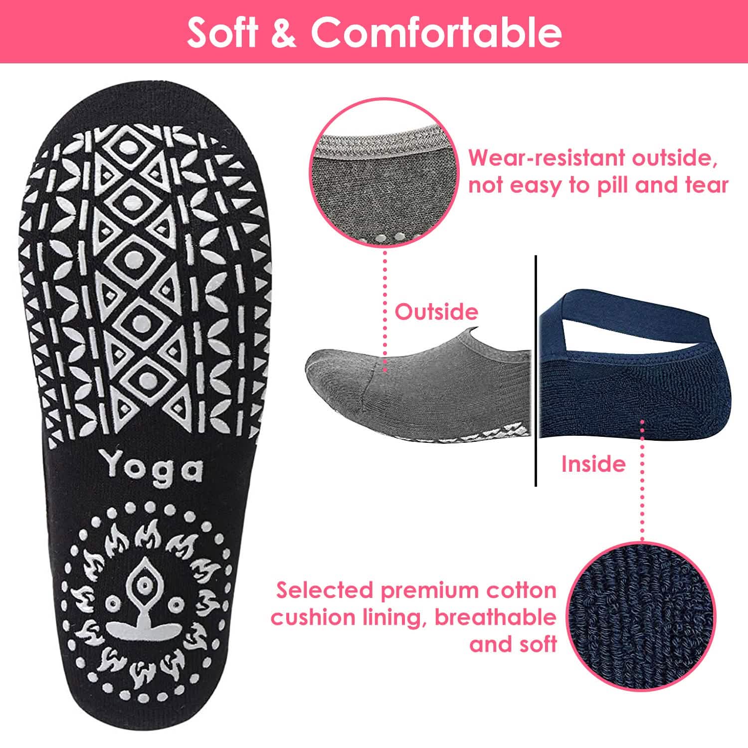 6-Pack: Women Yoga Socks with Straps Non-Slip Grips DailySale