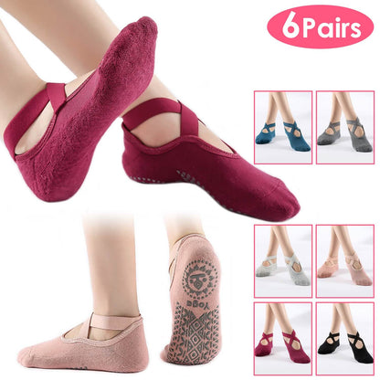 6-Pack: Women Yoga Socks with Straps Non-Slip Grips DailySale