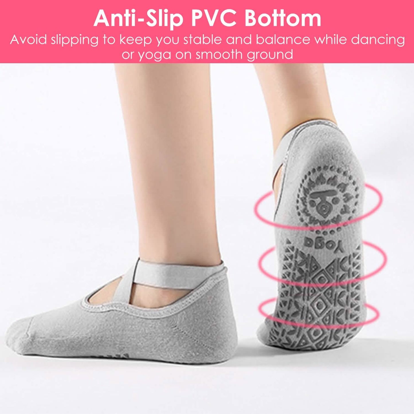 6-Pack: Women Yoga Socks with Straps Non-Slip Grips DailySale