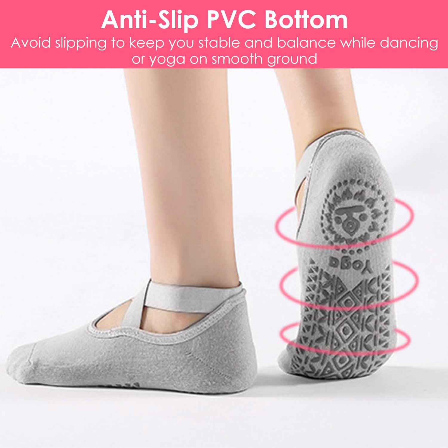 6-Pack: Women Yoga Socks with Straps Non-Slip Grips DailySale