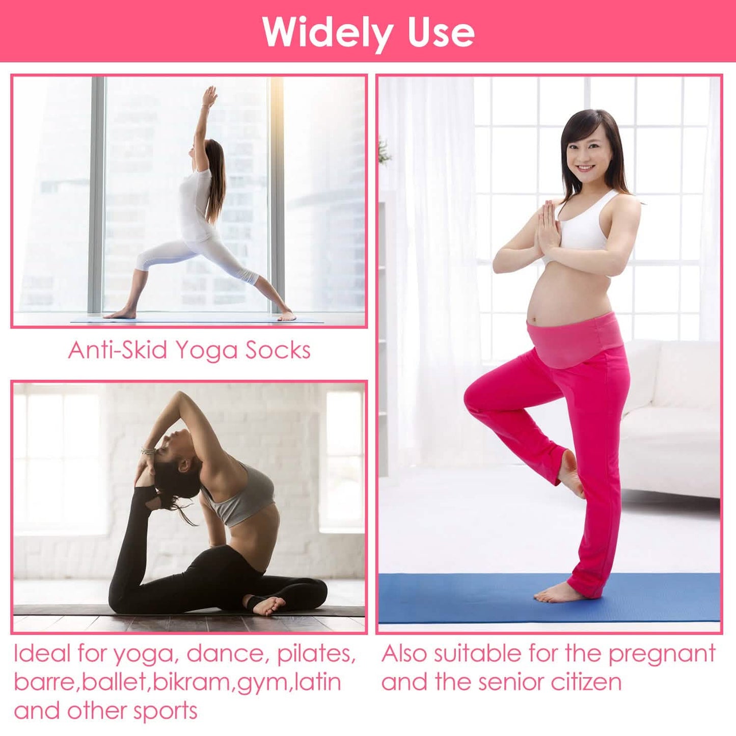 6-Pack: Women Yoga Socks with Straps Non-Slip Grips DailySale