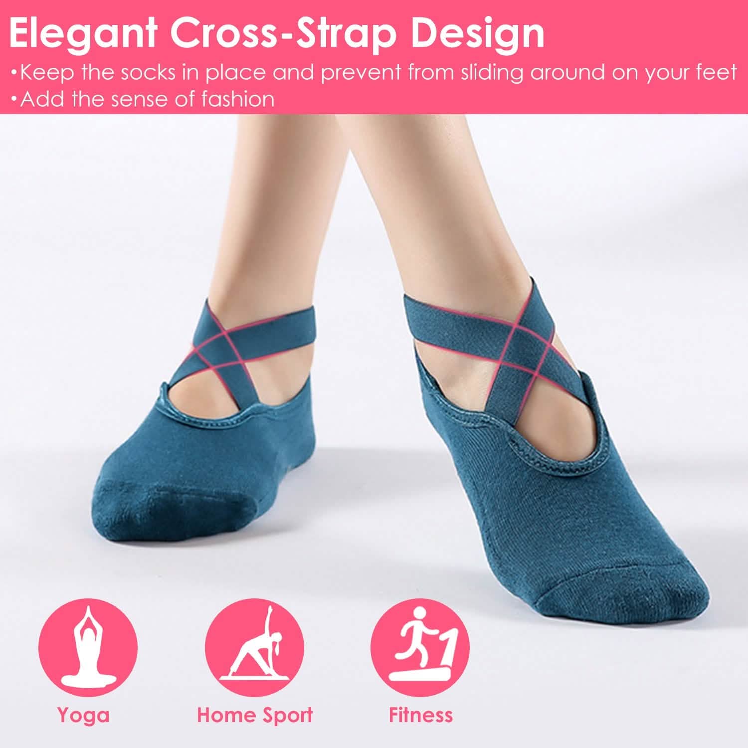 6-Pack: Women Yoga Socks with Straps Non-Slip Grips DailySale