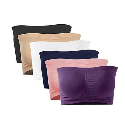 6-Pack: Women's Seamless Bandeau Tube Padded Bralettes DailySale