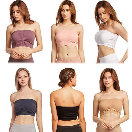 6-Pack: Women's Seamless Bandeau Tube Padded Bralettes DailySale