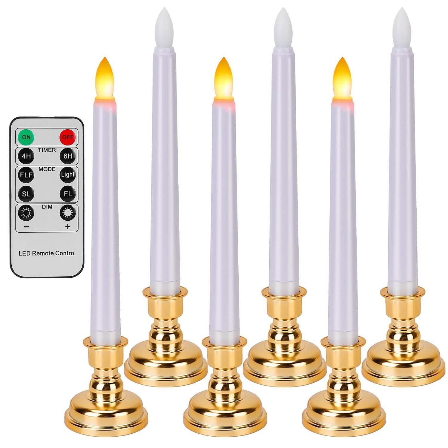6-Packs: Flameless Taper Candles with 4 Light Modes and Remote Control DailySale