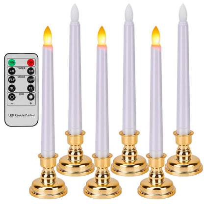 6-Packs: Flameless Taper Candles with 4 Light Modes and Remote Control DailySale