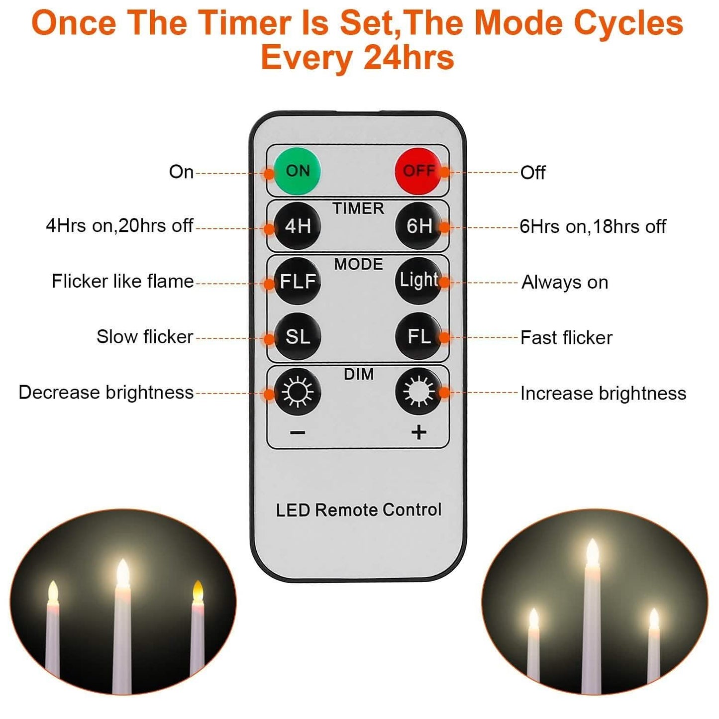 6-Packs: Flameless Taper Candles with 4 Light Modes and Remote Control DailySale