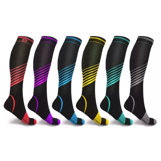 6-Pair: Ultra V-Striped Knee-High Compression Socks DailySale