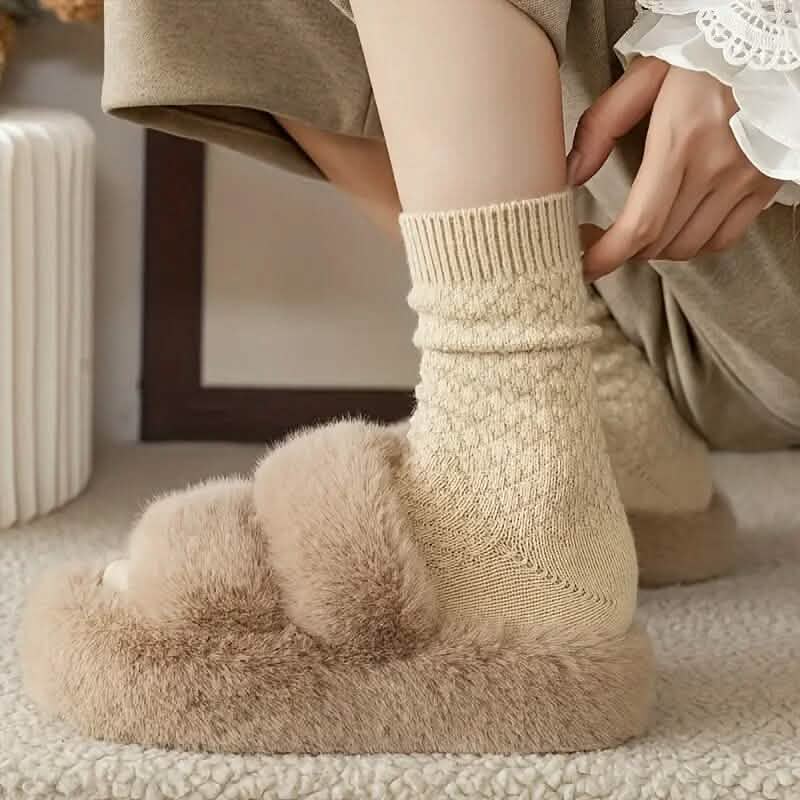 6-Pairs: Autumn and Winter Thick Warm Solid Socks DailySale