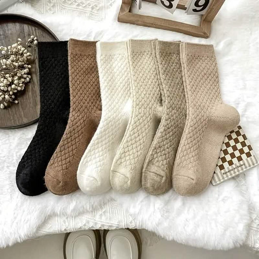 6-Pairs: Autumn and Winter Thick Warm Solid Socks DailySale
