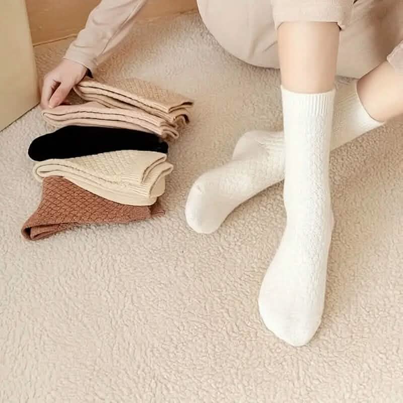 6-Pairs: Autumn and Winter Thick Warm Solid Socks DailySale