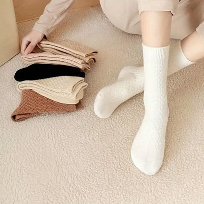 6-Pairs: Autumn and Winter Thick Warm Solid Socks DailySale
