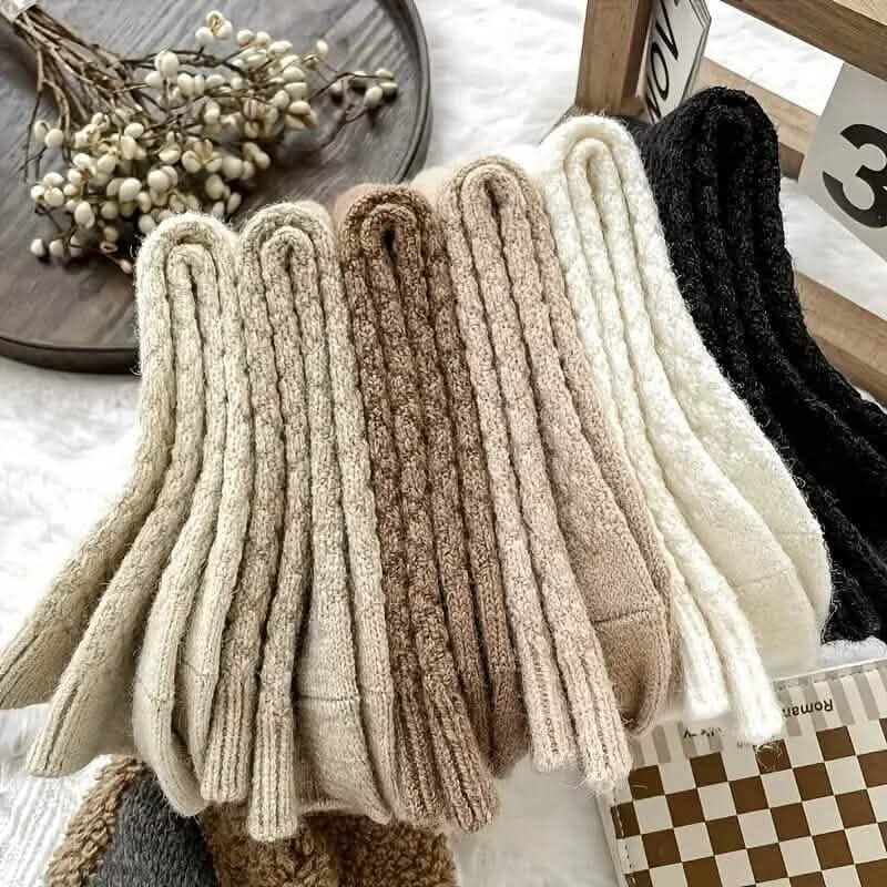6-Pairs: Autumn and Winter Thick Warm Solid Socks DailySale