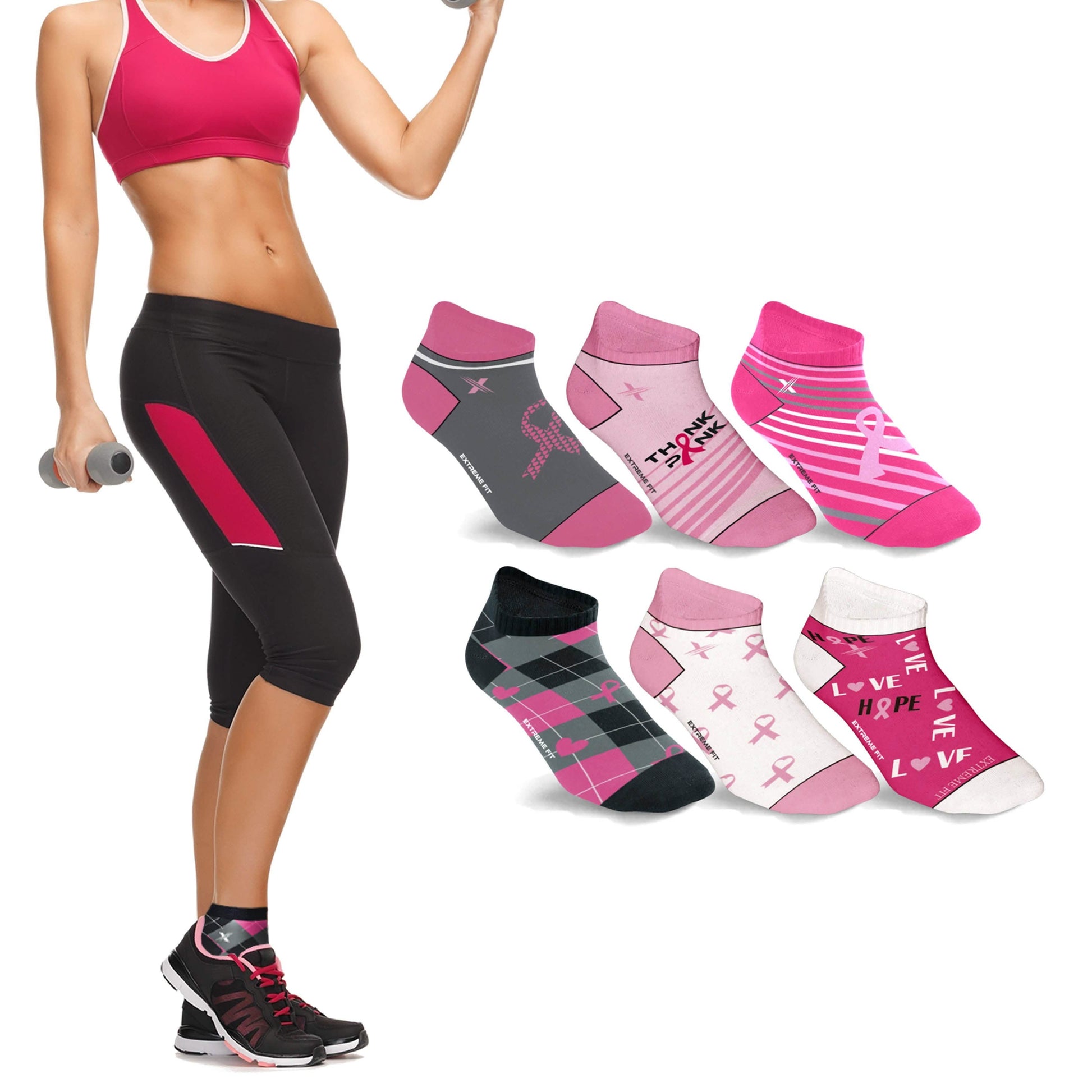 6-Pairs: Breast Cancer Awareness Ankle Compression Socks DailySale