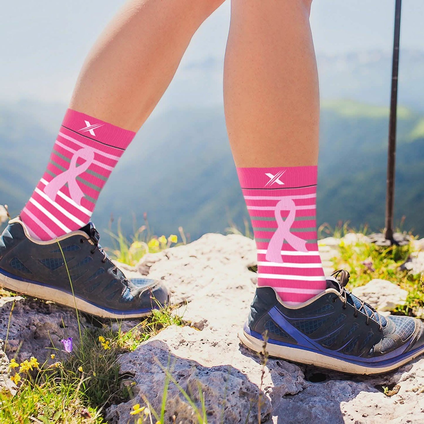 6-Pairs: Breast Cancer Awareness Crew Length Everyday Wear Compression Socks DailySale