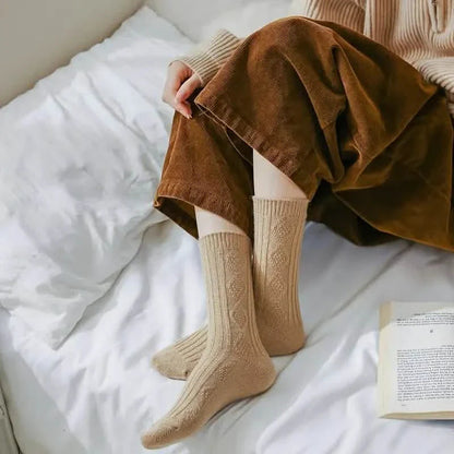 6-Pairs: Thick & Warm Cream Color Sock DailySale