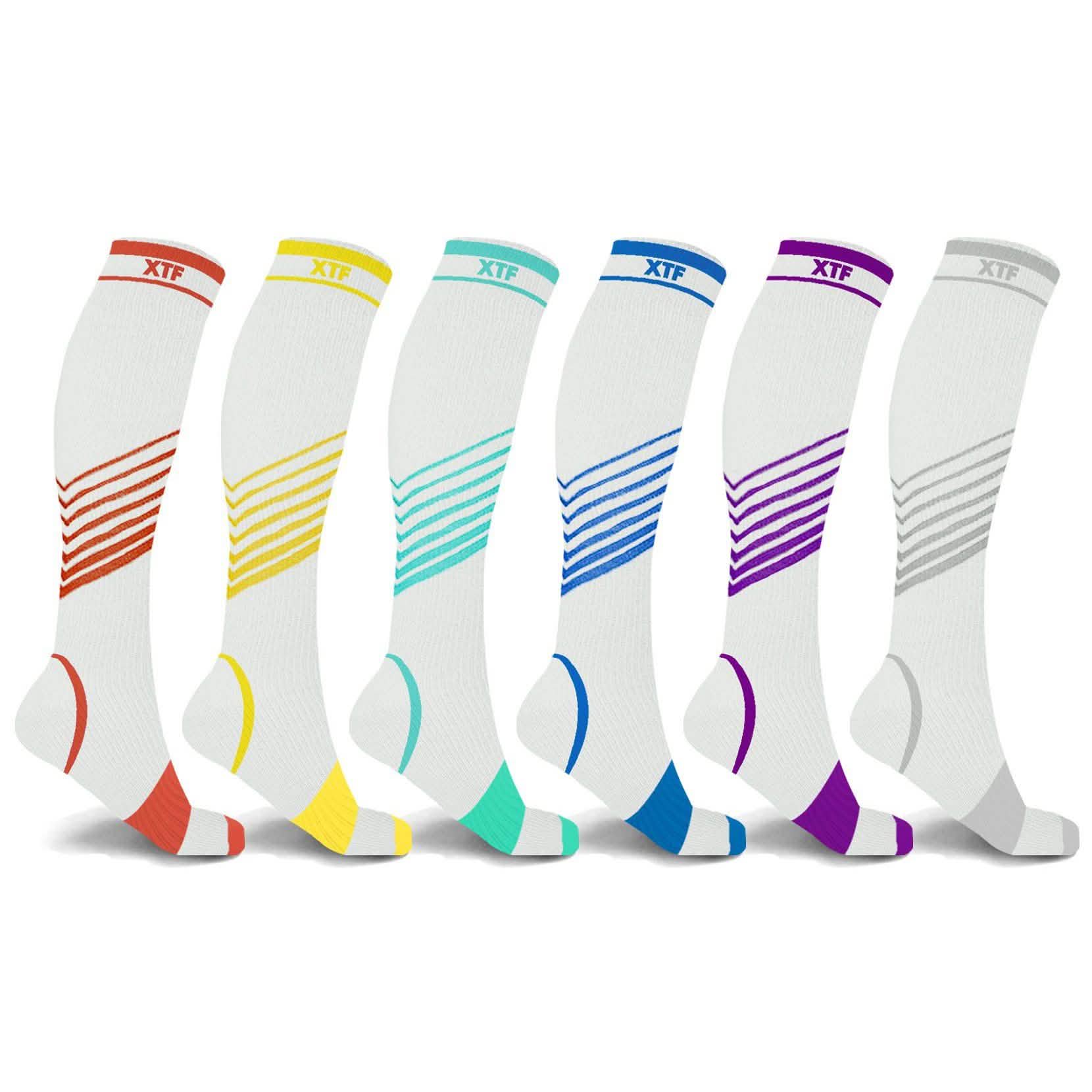 6-Pairs: Ultra V-Striped Knee-Length Compression Socks DailySale