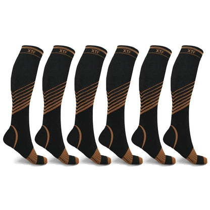 6-Pairs: Ultra V-Striped Knee-Length Compression Socks DailySale