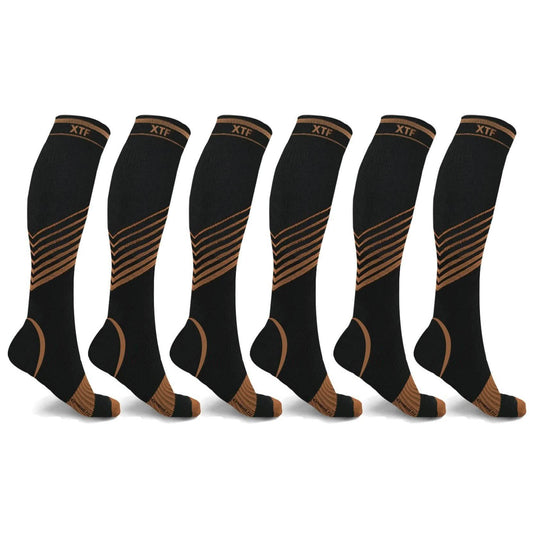 6-Pairs: Ultra V-Striped Knee-Length Compression Socks DailySale