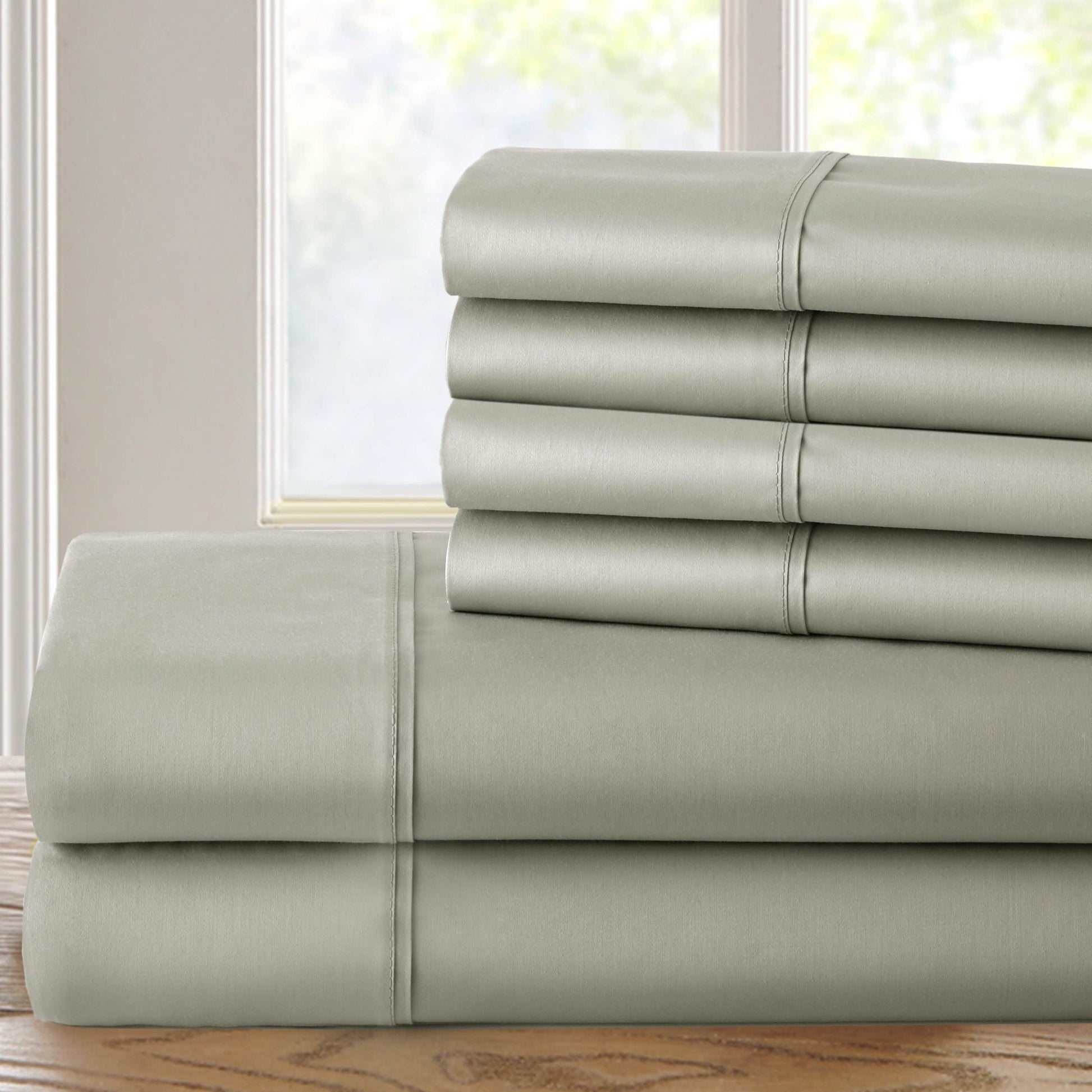 6-Piece: 1200 Thread Count Cotton Rich Solid Sateen Sheet Set DailySale