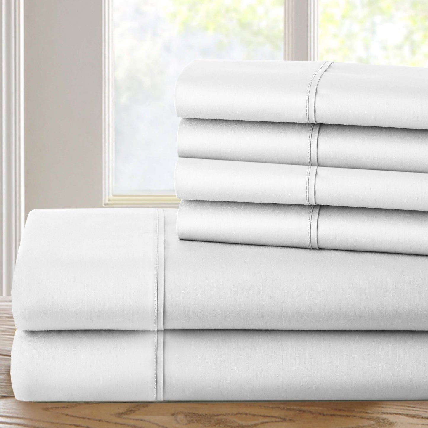 6-Piece: 1200 Thread Count Cotton Rich Solid Sateen Sheet Set DailySale