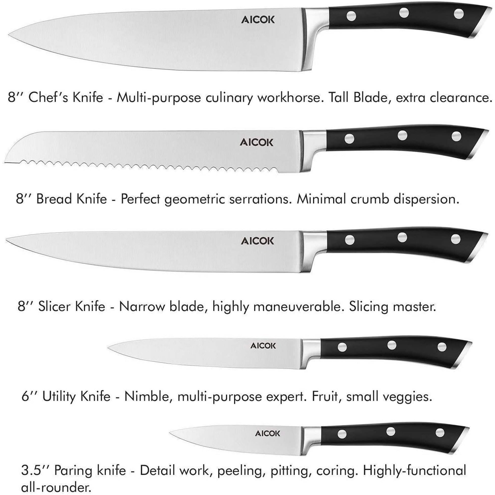 6-Piece: Aicok German Stainless Steel Kitchen Knife Set DailySale