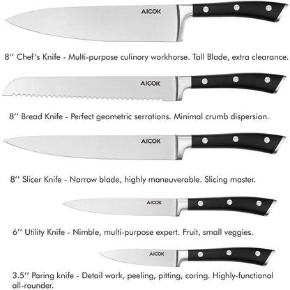 6-Piece: Aicok German Stainless Steel Kitchen Knife Set DailySale