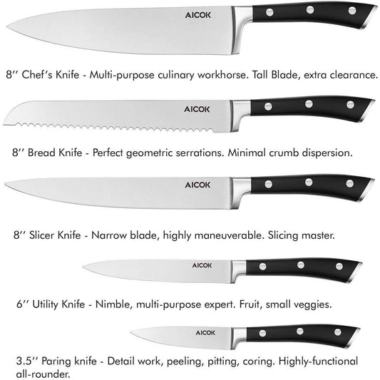 6-Piece: Aicok German Stainless Steel Kitchen Knife Set DailySale