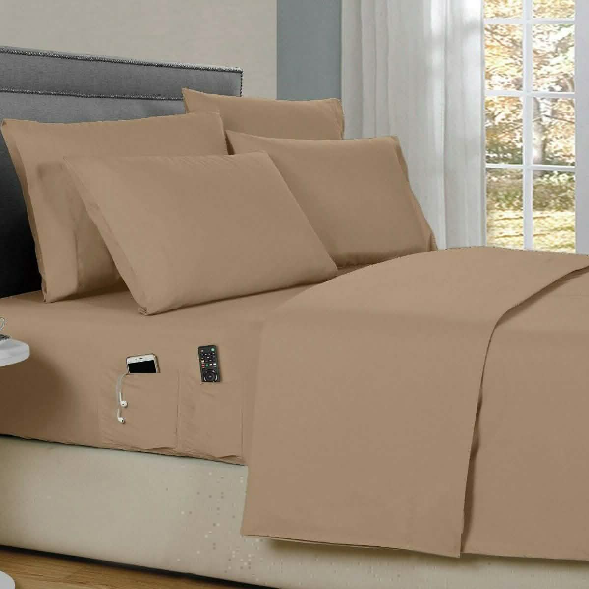 6-Piece: Bamboo Smart Sheet Set With Storage Pocket DailySale