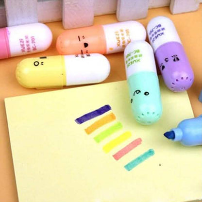 6-Piece: Cute Pill Shape Mini Highlighter Marker DailySale