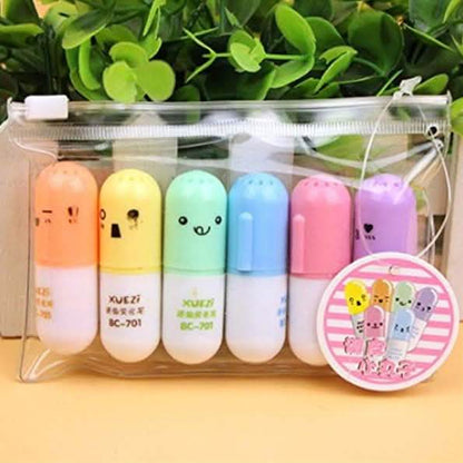 6-Piece: Cute Pill Shape Mini Highlighter Marker DailySale
