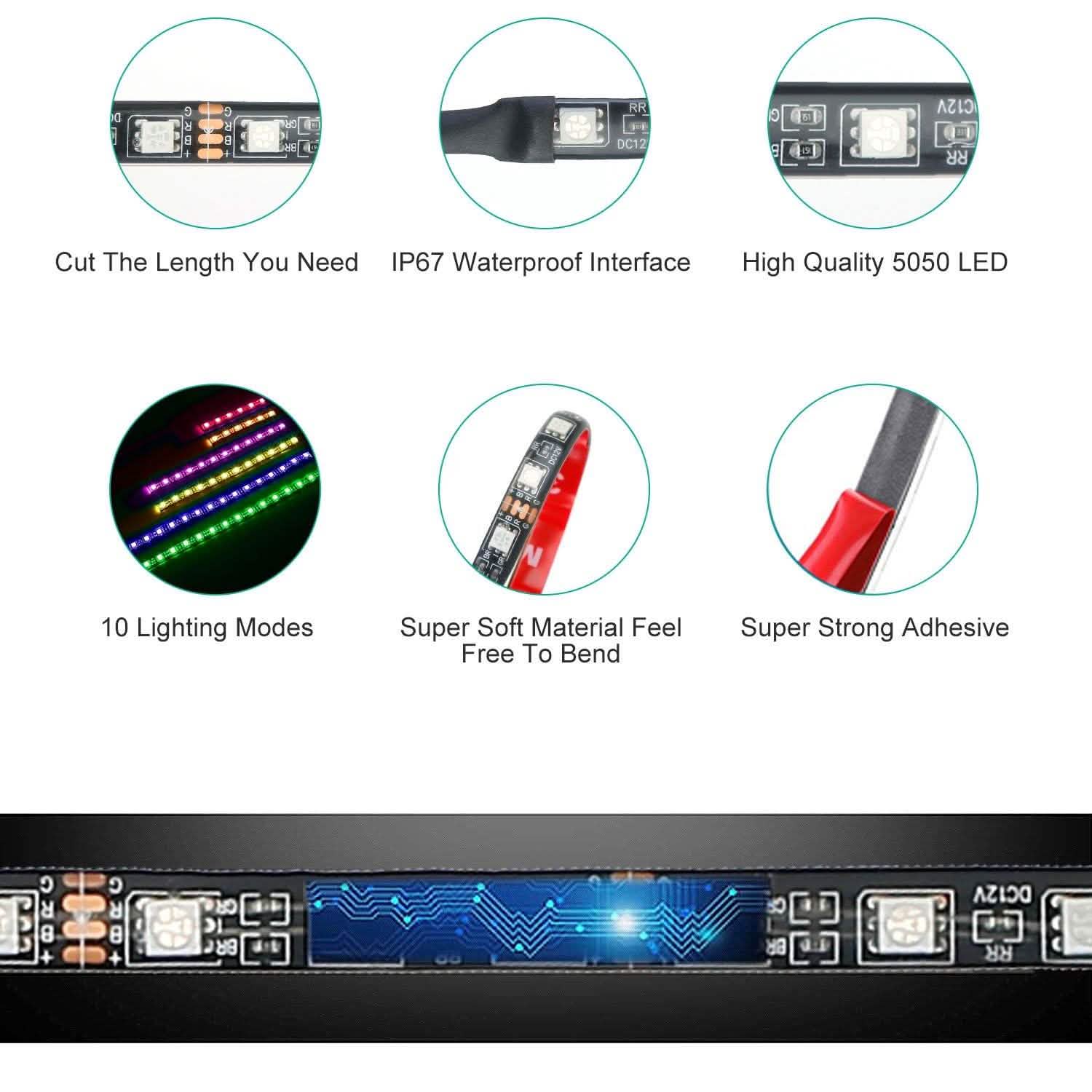 6-Piece: Motorcycle LED Light Strips DailySale