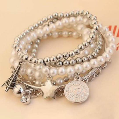 6-Piece: Multi Layer Pearl Bracelet Set DailySale