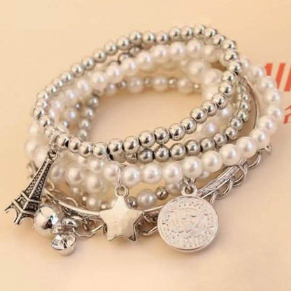 6-Piece: Multi Layer Pearl Bracelet Set DailySale
