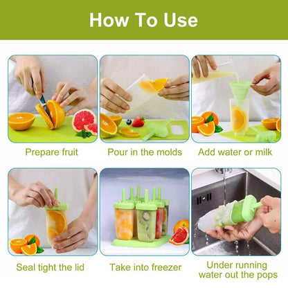 6-Piece: Popsicle Molds Reusable Ice Cream DIY Ice Pop Maker DailySale