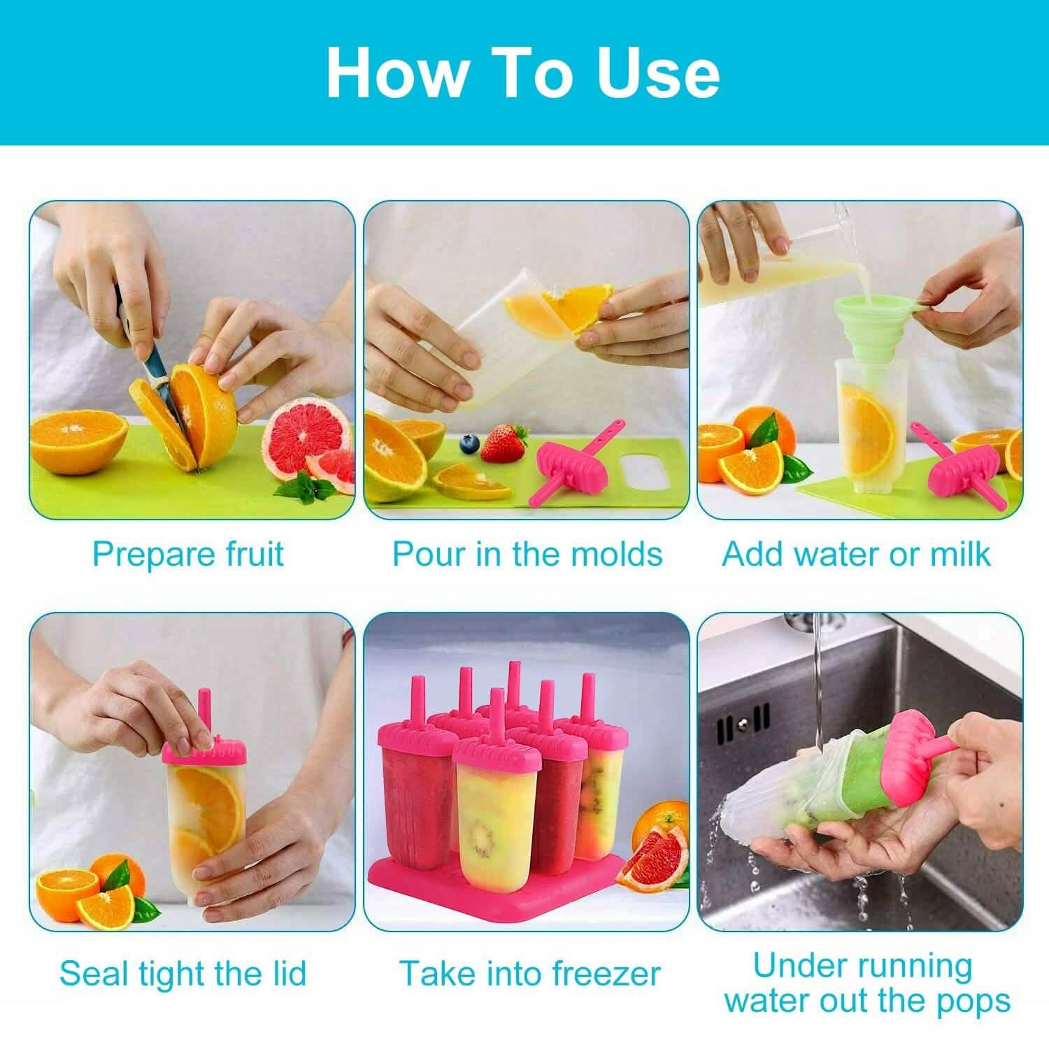 6-Piece: Popsicle Molds Reusable Ice Cream DIY Ice Pop Maker DailySale