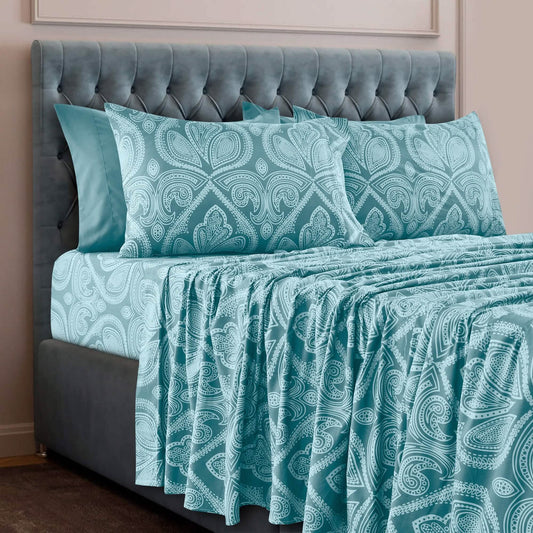 6 Piece Paisley Printed Sheet Set Bed Sheets Deep Pocket Bedding DailySale