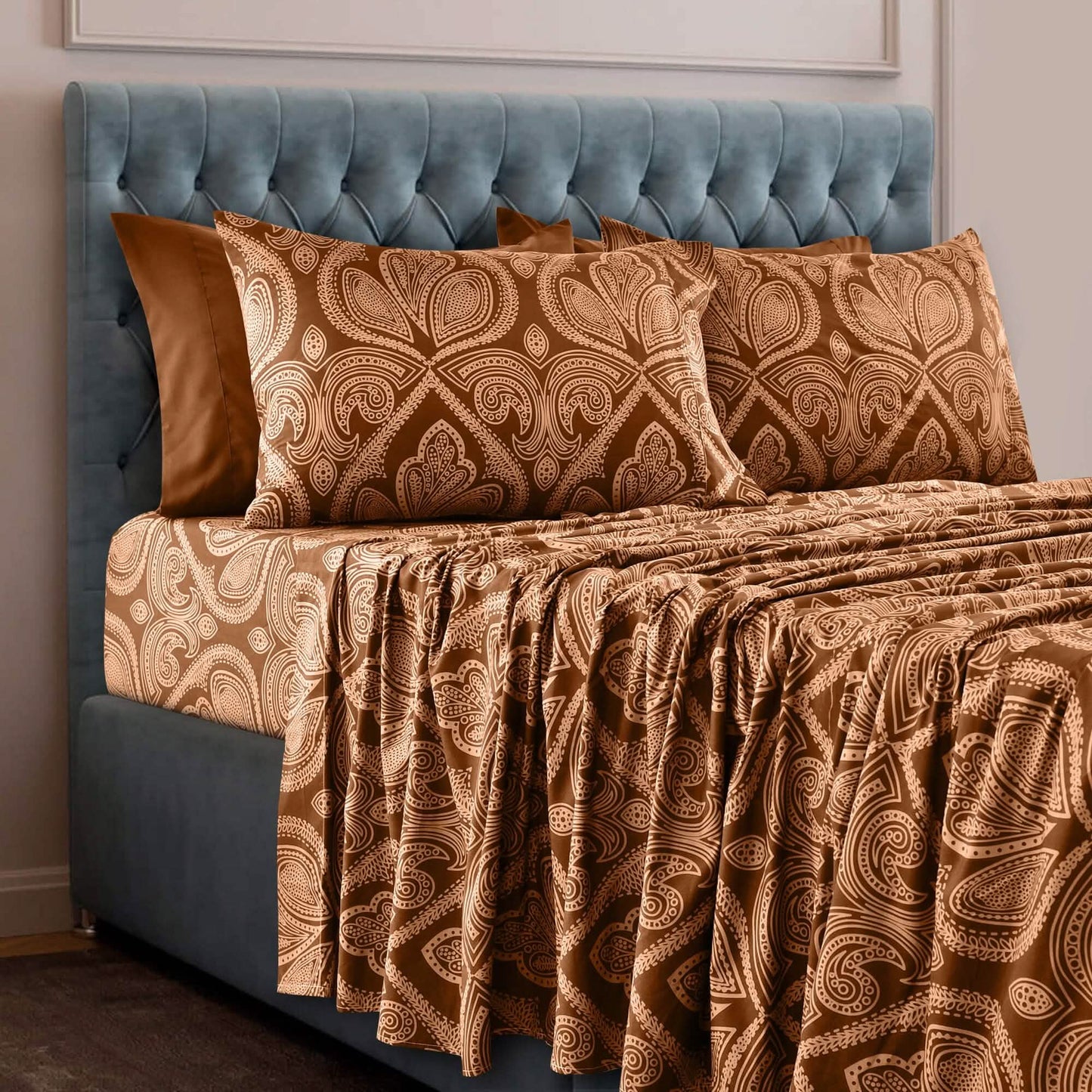 6 Piece Paisley Printed Sheet Set Bed Sheets Deep Pocket Bedding DailySale