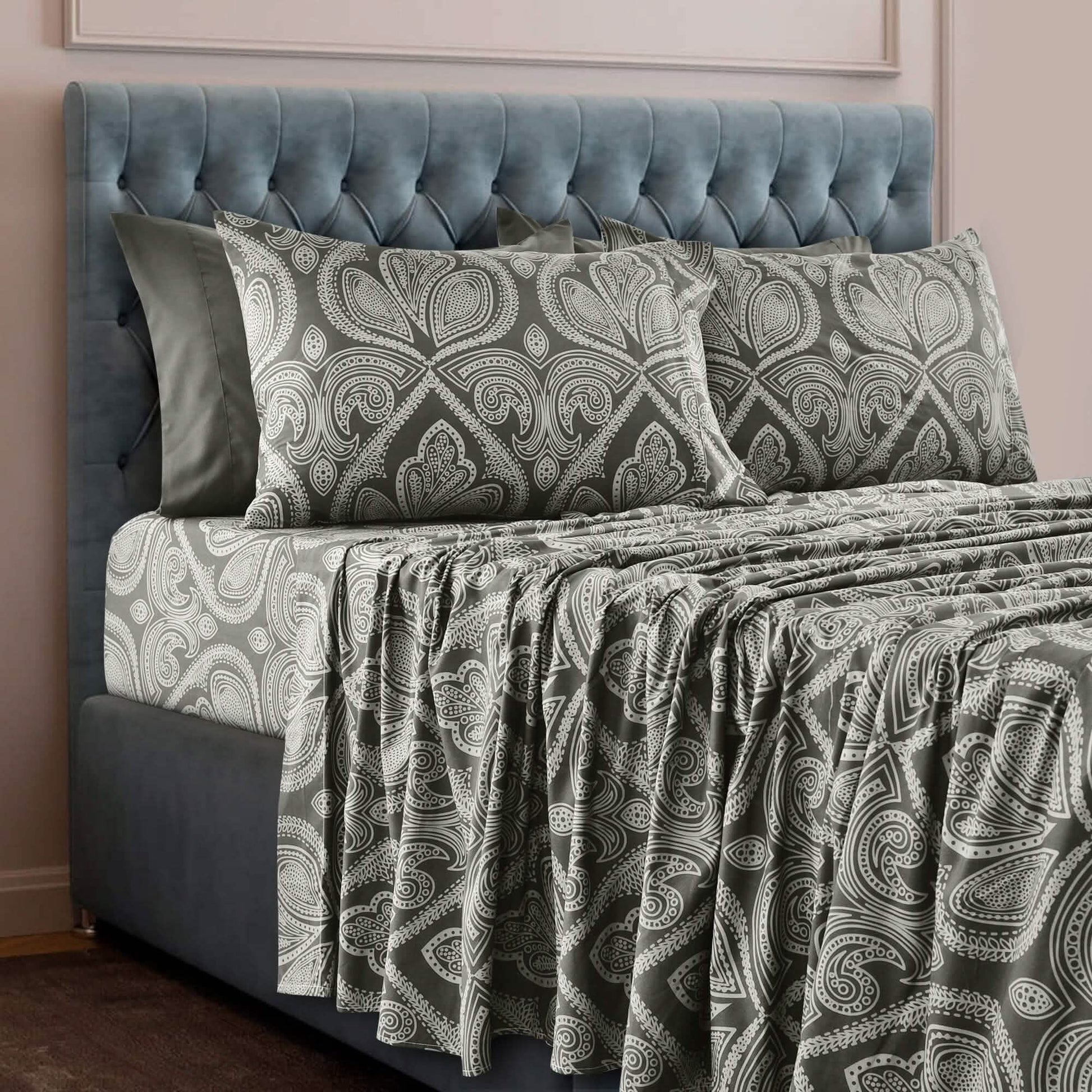 6 Piece Paisley Printed Sheet Set Bed Sheets Deep Pocket Bedding DailySale